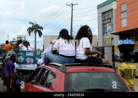 Lagos, Nigeria 1st octobre, 2022 partisans (aussi obéissants) de Peter OBI, candidat présidentiel du Parti travailliste pour l'élection présidentielle de 2023 tiennent un rassemblement à Ikeja, Lagos, Nigeria, samedi, 1 octobre, 2022. Photo par Adekunle Ajayi crédit: Adekunle Ajayi/Alay Live News Banque D'Images