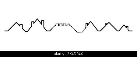 Toitures maison silhouette icône, ville modèle panorama, paysage illustration vectorielle . Illustration de Vecteur