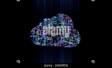 Meta Cloud, illustration de 3D, symbole de la technologie du cloud dans le monde numérique moderne avec une surface colorée Banque D'Images