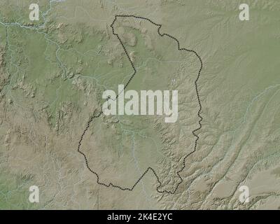 Haut-Ogooue, province du Gabon. Carte d'altitude colorée en style wiki avec lacs et rivières Banque D'Images