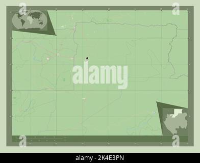 Wouleu-Ntem, province du Gabon. Ouvrez la carte des rues. Cartes d'emplacement auxiliaire d'angle Banque D'Images
