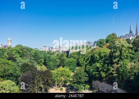 Luxembourg (Lëtzebuerg; Luxembourg): Vallée de la Pétrusse, vieille ville de Luxembourg Banque D'Images