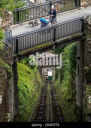 LYNTON, DEVON, Royaume-Uni - SEPTEMBRE 11 2022 : découvrez le chemin de fer Lynton et Lynmouth Cliff. Un funiculaire à eau reliant les villes de Lynton Banque D'Images
