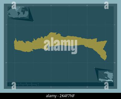 Sud-est, département d'Haïti. Forme de couleur unie. Cartes d'emplacement auxiliaire d'angle Banque D'Images