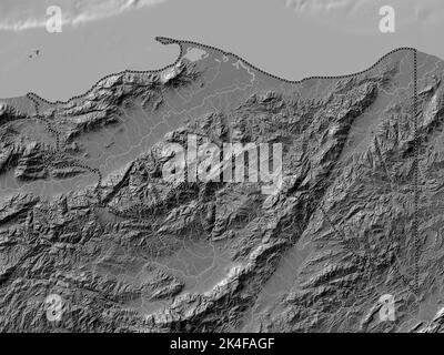 Côlon, département du Honduras. Carte d'altitude à deux niveaux avec lacs et rivières Banque D'Images