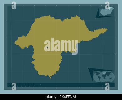 Borsod-Abauj-Zemplen, comté de Hongrie. Forme de couleur unie. Cartes d'emplacement auxiliaire d'angle Banque D'Images