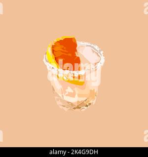 Cocktail d'orange avec glace. Illustration vectorielle Illustration de Vecteur