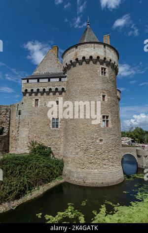 Vue panoramique du Château de Suscinio dans le Golfe du Morbihan, Bretagne, France Banque D'Images