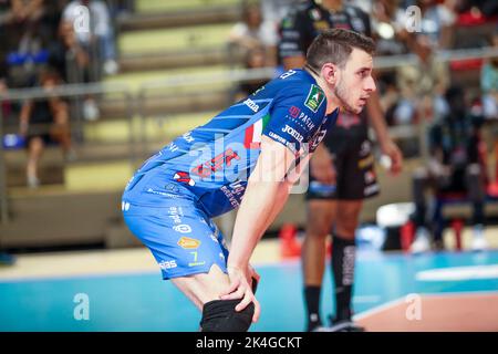 Taranto, Italie. 01st octobre 2022. Fabio Balaso (Cucine Lube Civitanova) pendant Gioiella Prisma Taranto vs Cucine Lube Civitanova, Volleyball Italien Serie A Men SuperLeague Championship Championship à Taranto, Italie, 01 octobre 2022 Credit: Independent photo Agency/Alay Live News Banque D'Images