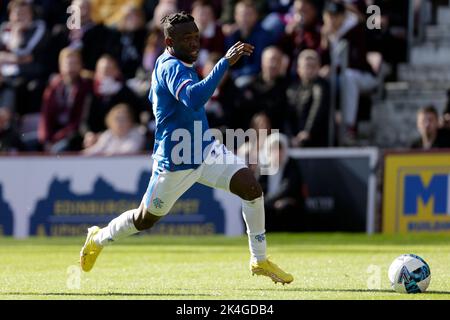 Le rabbin Matondo des Rangers en action lors du match cinch Premiership au parc Tynecastle, à Édimbourg. Date de la photo: Samedi 1 octobre 2022. Banque D'Images