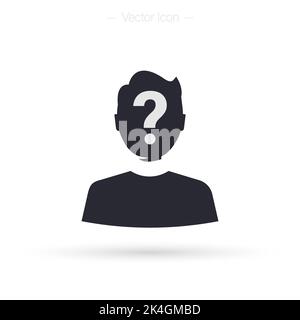 Icône anonymat. Silhouette de l'utilisateur avec point d'interrogation. Personne inconnue. Illustration vectorielle isolée Illustration de Vecteur