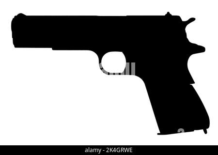 silhouette noire du gouvernement colt M1911 Banque D'Images