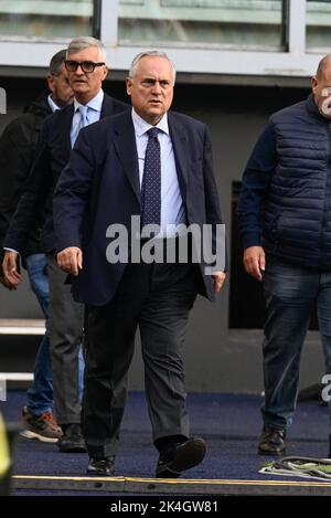 Rome, Italie. 02nd octobre 2022. Claudio Lotito lors de la Ligue italienne de football Un match de 2022/2023 entre SS Lazio contre Spezia Calcio au stade Olimpic de Rome le 02 octobre 2022. Crédit : Live Media Publishing Group/Alay Live News Banque D'Images