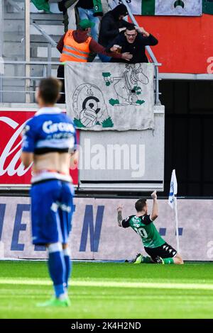 Le Dino Hotic de Cocle célèbre après avoir obtenu son score lors d'un match de football entre KAA Gent et cercle Brugge, dimanche 02 octobre 2022 à Gent, le 10 e jour de la première division de la « Jupiler Pro League » 2022-2023 du championnat belge. BELGA PHOTO TOM GOYVAERTS Banque D'Images