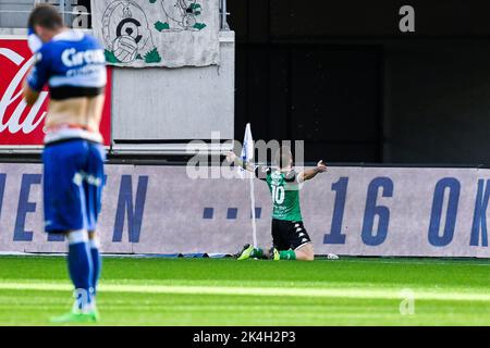 Le Dino Hotic de Cocle célèbre après avoir obtenu son score lors d'un match de football entre KAA Gent et cercle Brugge, dimanche 02 octobre 2022 à Gent, le 10 e jour de la première division de la « Jupiler Pro League » 2022-2023 du championnat belge. BELGA PHOTO TOM GOYVAERTS Banque D'Images