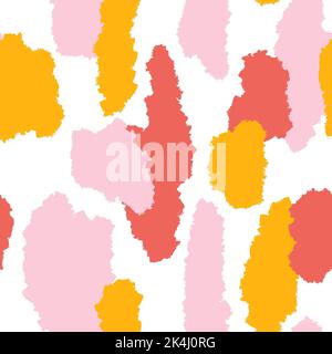 Motif sans couture dessiné à la main avec formes abstraites géométriques dans des couleurs rouge orange jaune. Fond moderne du milieu du siècle pour l'impression de tissu papier peint papier d'emballage. Design fluide moderne et tendance Banque D'Images