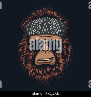 Illustration du bandana et des lunettes Bigfoot cool Illustration de Vecteur