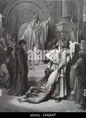 L'Artheil de Salomon. Illustration de Gustave Dore de la troisième édition de la Bible traduite par Ludwig Philippson, 1870, Stuttgart, Allemagne. Les illustrations originales ont été créées au cours de la période 1850-1853. Banque D'Images