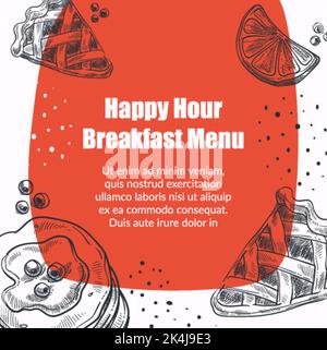 Menu petit-déjeuner, desserts et en-cas à l'happy hour Illustration de Vecteur