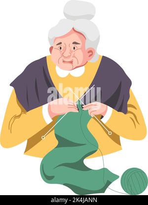 Grand-mère tricoter granny, passe-temps et style de vie Illustration de Vecteur