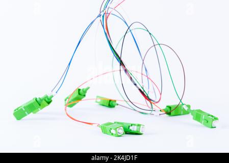 Cordon de raccordement fibre optique monomode avec connecteurs sc Banque D'Images