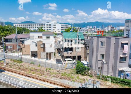 Quartier résidentiel typiquement japonais, Wadamisaki, Kobe, Hyogo, Japon Banque D'Images