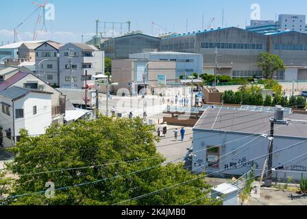 Quartier résidentiel typiquement japonais, Wadamisaki, Kobe, Hyogo, Japon Banque D'Images