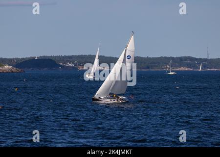 Un voilier de course de la flotte de classe Etchells dans la mer - Bacardi Cup Invitational Regatta Banque D'Images