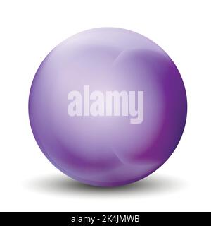 Boule en verre violet ou perle précieuse. Boule brillante réaliste, illustration vectorielle abstraite 3D mise en évidence sur fond blanc. Grosse bulle métallique avec Illustration de Vecteur