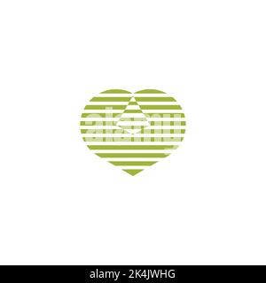 bandes amour feuille eco symbole bio logo vecteur Illustration de Vecteur