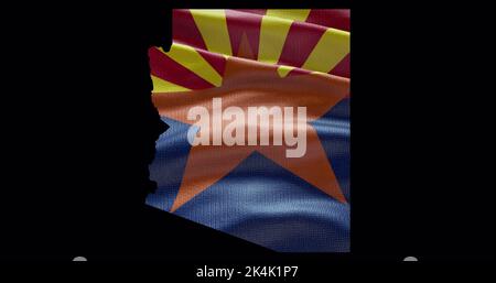 Carte de l'état de l'Arizona avec drapeau de la ageuse. Arrière-plan du canal alpha. Banque D'Images