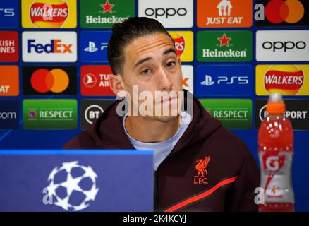 Kostas Tsimikas de Liverpool lors d'une conférence de presse au Centre de formation AXA de Liverpool. Date de la photo: Lundi 3 octobre 2022. Banque D'Images