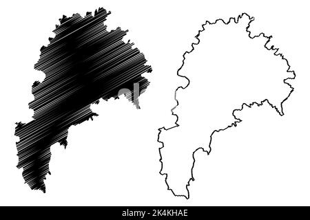 Île de Tahuata (France, République française, Océan Pacifique, Archipel des îles Marquises, Polynésie française) carte illustration vectorielle, scribble sketch Tahu Illustration de Vecteur