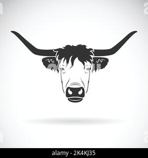 Vecteur de conception de la tête de vache des bovins des hautes terres sur fond blanc. Animaux de ferme. Illustration vectorielle superposée facile à modifier. Illustration de Vecteur