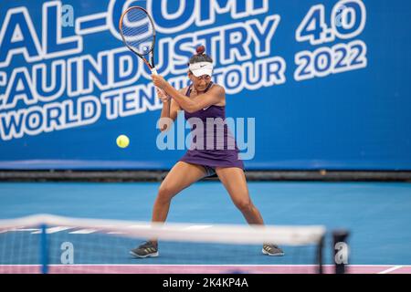 Hua Hin, Thaïlande. 03rd octobre 2022. HUA HIN, THAÏLANDE - OCTOBRE 3 : Sravya Shivani Chilikalapudi de l'Inde lors du deuxième tour de qualification contre Patcharin Chaepchandej de Thaïlande lors de la TOURNÉE MONDIALE DE TENNIS CAL-COMP & XYZPRINTITF 2022 à LA VRAIE ARENA HUA HIN on 3 octobre 2022 à HUA HIN, THAÏLANDE ( Credit: peter Van der Klooster/Alamy Live News Banque D'Images