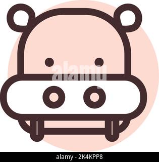 Tête d'hippopotame marron, illustration, vecteur sur fond blanc. Illustration de Vecteur