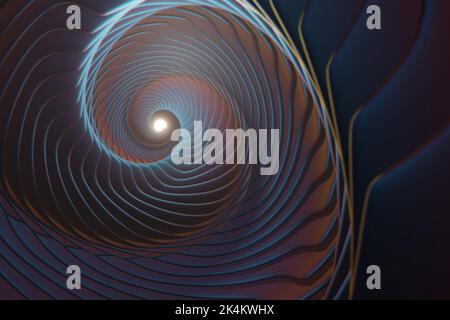 Magnifique arrière-plan abstrait coloré tourbillon or ratio. Onde dynamique en étoile. 3D illustration de rendu motif d'arrière-plan pour la conception. Banque D'Images