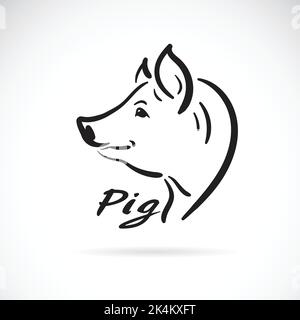 Vecteur de peinture de tête de porc à main levée sur fond blanc. Animaux de ferme. Logo ou icône de la tête de porc. Illustration vectorielle superposée facile à modifier. Illustration de Vecteur