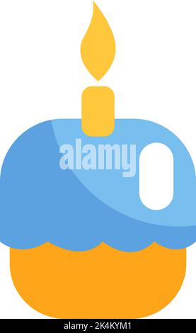 Petit gâteau d'enfance avec bougie, illustration, vecteur sur fond blanc. Illustration de Vecteur