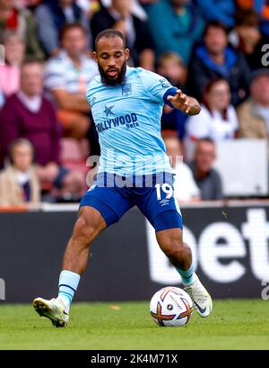 Bryan Mbeumo de Brentford en action lors du match de la Premier League au stade Vitality, à Bournemouth. Date de la photo: Samedi 1 octobre 2022. Banque D'Images