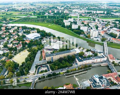 Opole vue aérienne Centre ville. Architecture traditionnelle de l'air. Silésie supérieure. Pologne. Europe. Banque D'Images