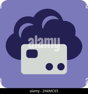 Cloud avec carte de crédit, illustration, vecteur sur fond blanc. Illustration de Vecteur