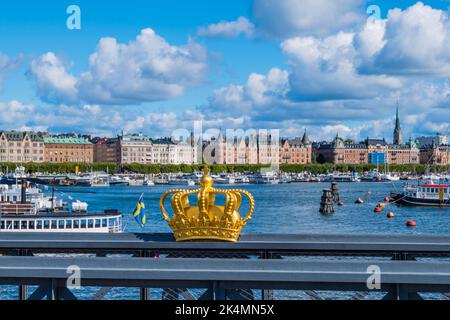 La couronne dorée, Skeppsholmsbron, Stockholm, Suède Banque D'Images