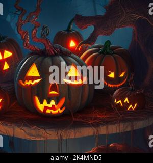 Différents modèles artistiques spécifiques à la saison d'Halloween sont basés sur des citrouilles spécifiques Banque D'Images