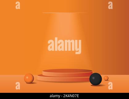 Salle abstraite crème 3D avec ensemble de podiums de cylindres réalistes. Elément de forme géométrique. Scène minimale pour la présentation du produit. Scène ronde pour la présentation Illustration de Vecteur