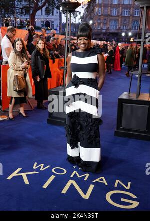 Alto Davis assistant à la première Woman King à l'Odeon Luxe, Leicester Square, Londres. Date de la photo: Lundi 3 octobre 2022. Banque D'Images