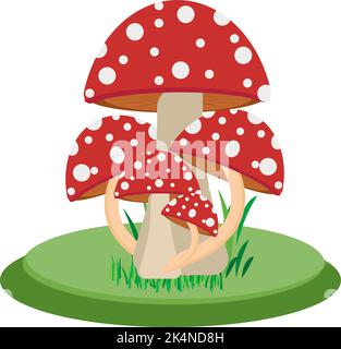 Champignons rouges, illustration, vecteur sur fond blanc. Illustration de Vecteur