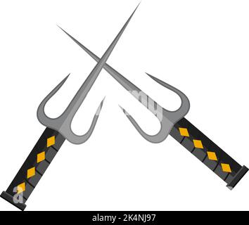 Ninja triden, illustration, vecteur sur fond blanc. Illustration de Vecteur