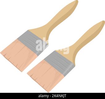 Deux pinceaux en bois, illustration, vecteur sur fond blanc. Illustration de Vecteur