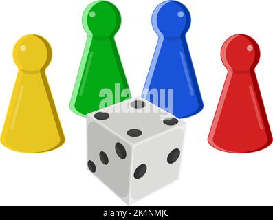 Pièces de jeu de société, illustration, vecteur sur fond blanc. Illustration de Vecteur